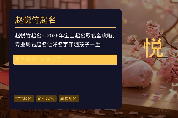 赵悦竹起名：2026年宝宝起名取名全攻略，专业周易起名让好名字伴随孩子一生