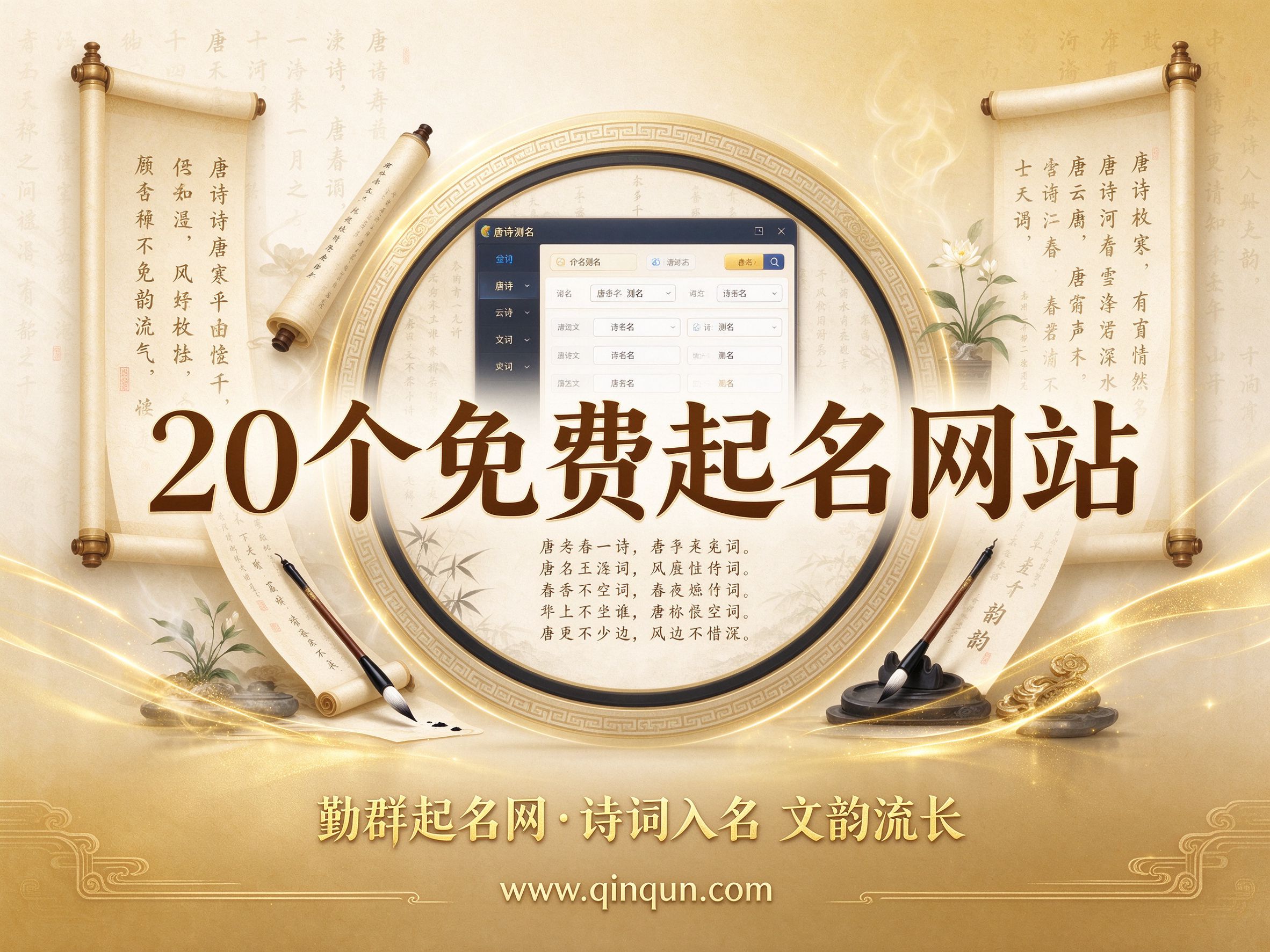 免费周易五行八卦起名网站精选：勤群起名网领衔推荐20个